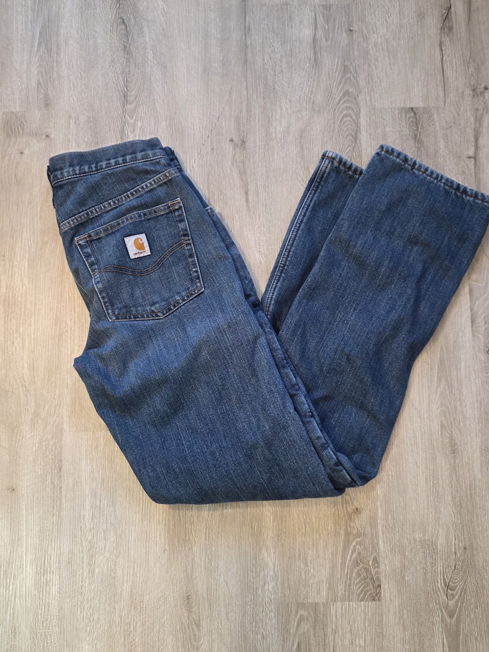 Carhartt Relaxed Fit Blue Flannel Lined Denim Jeans 30 X 34